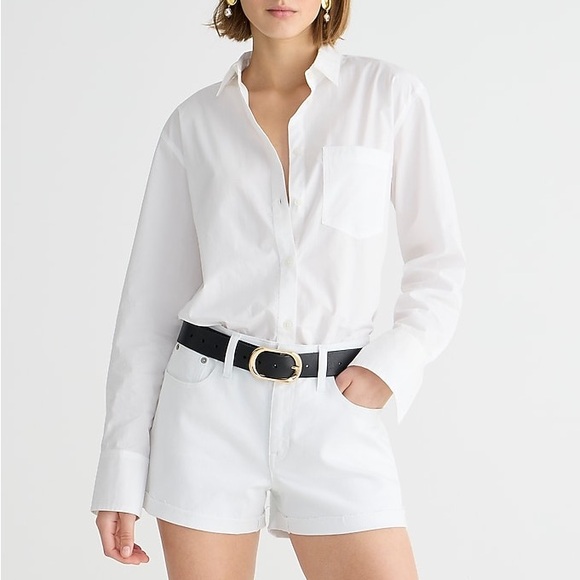 J. Crew Size 25 Women’s White Mid Rise Denim Shorts Zip-Fly Casual Summer Cuffed - Picture 2 of 10